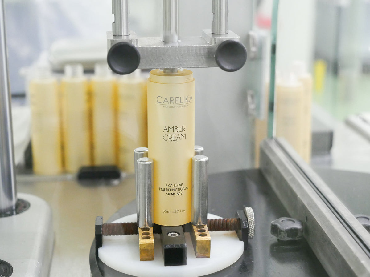 CARELIKA Amber Cream on the filling line at the production site in Brittany, France