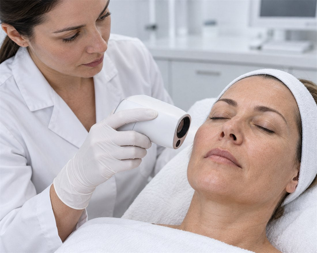 Instrumental measurement of skin condition with a sensor