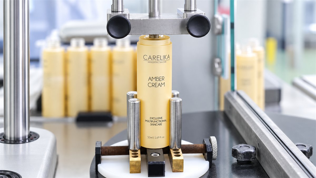 Filling Amber Cream on the production line