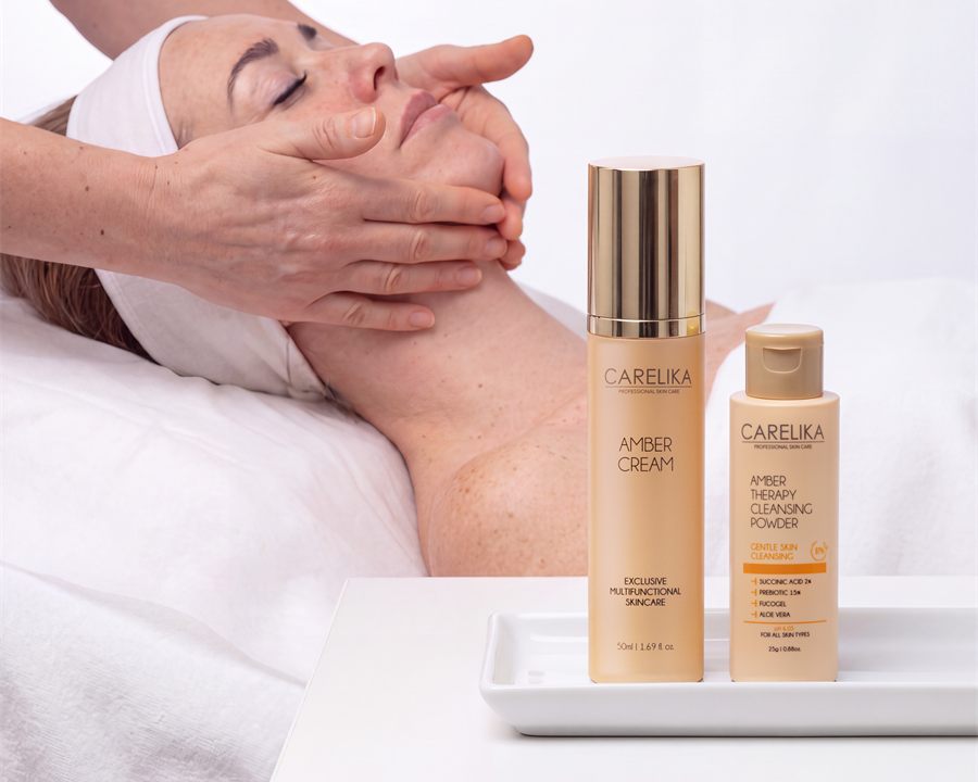 Preventive care: facial massage, Amber Cream and CARELIKA cleansing powder