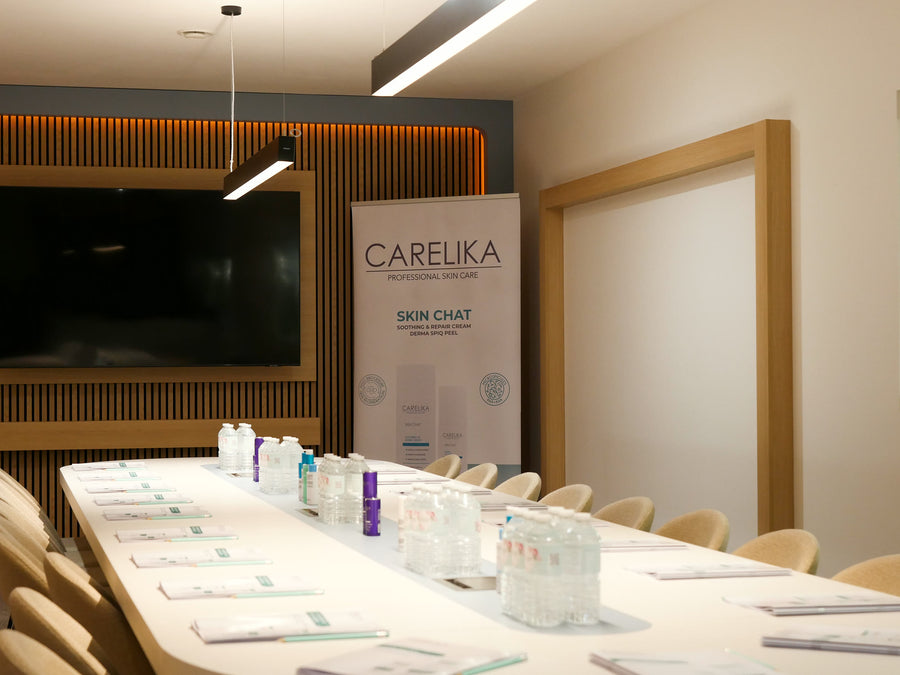 CARELIKA Academy training room prepared for a professional seminar
