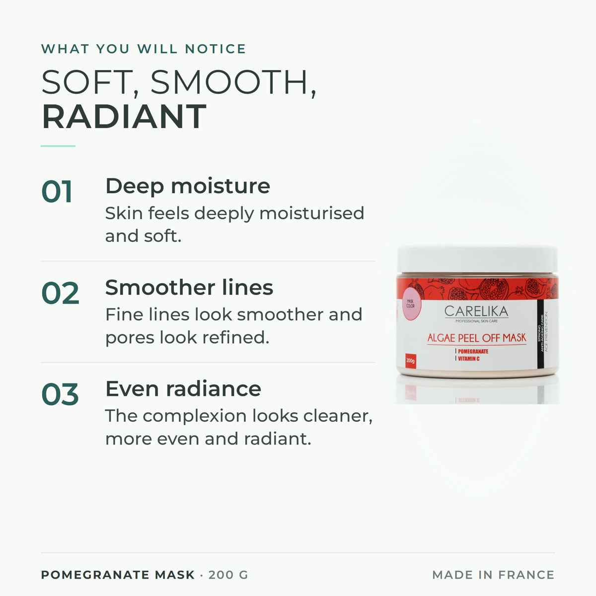 CARELIKA Pomegranate Mask 200 g - what you will notice