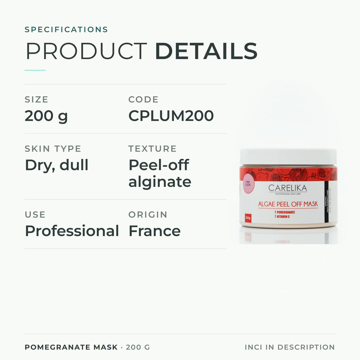 CARELIKA Pomegranate Mask 200 g - specifications
