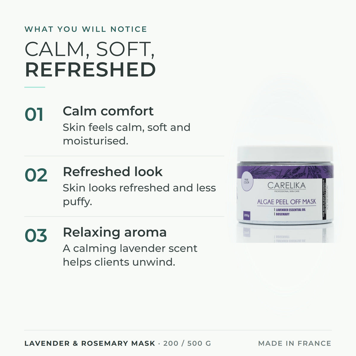 CARELIKA Lavender & Rosemary Mask 200 / 500 g - what you will notice