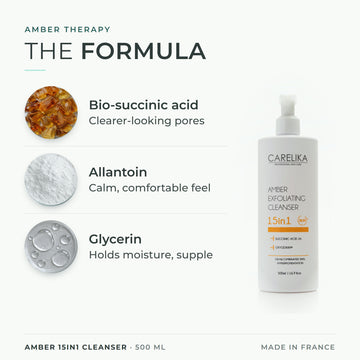 CARELIKA Amber 15in1 Cleanser 500 ml - key actives: Bio-succinic acid, Allantoin, Glycerin