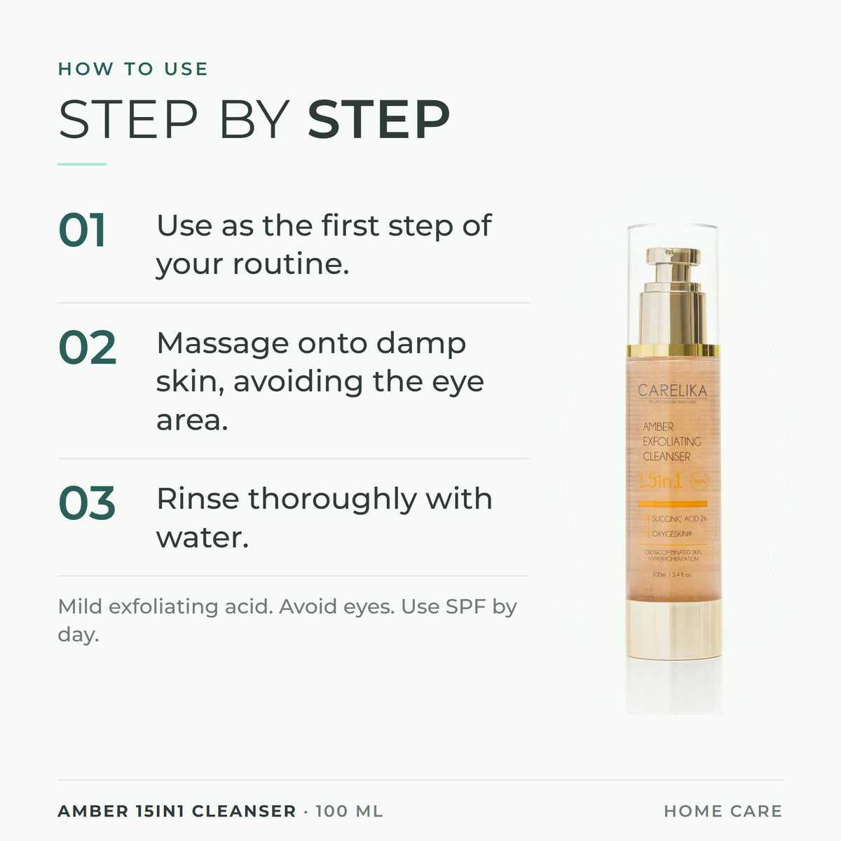 CARELIKA Amber 15in1 Cleanser 100 ml - how to use