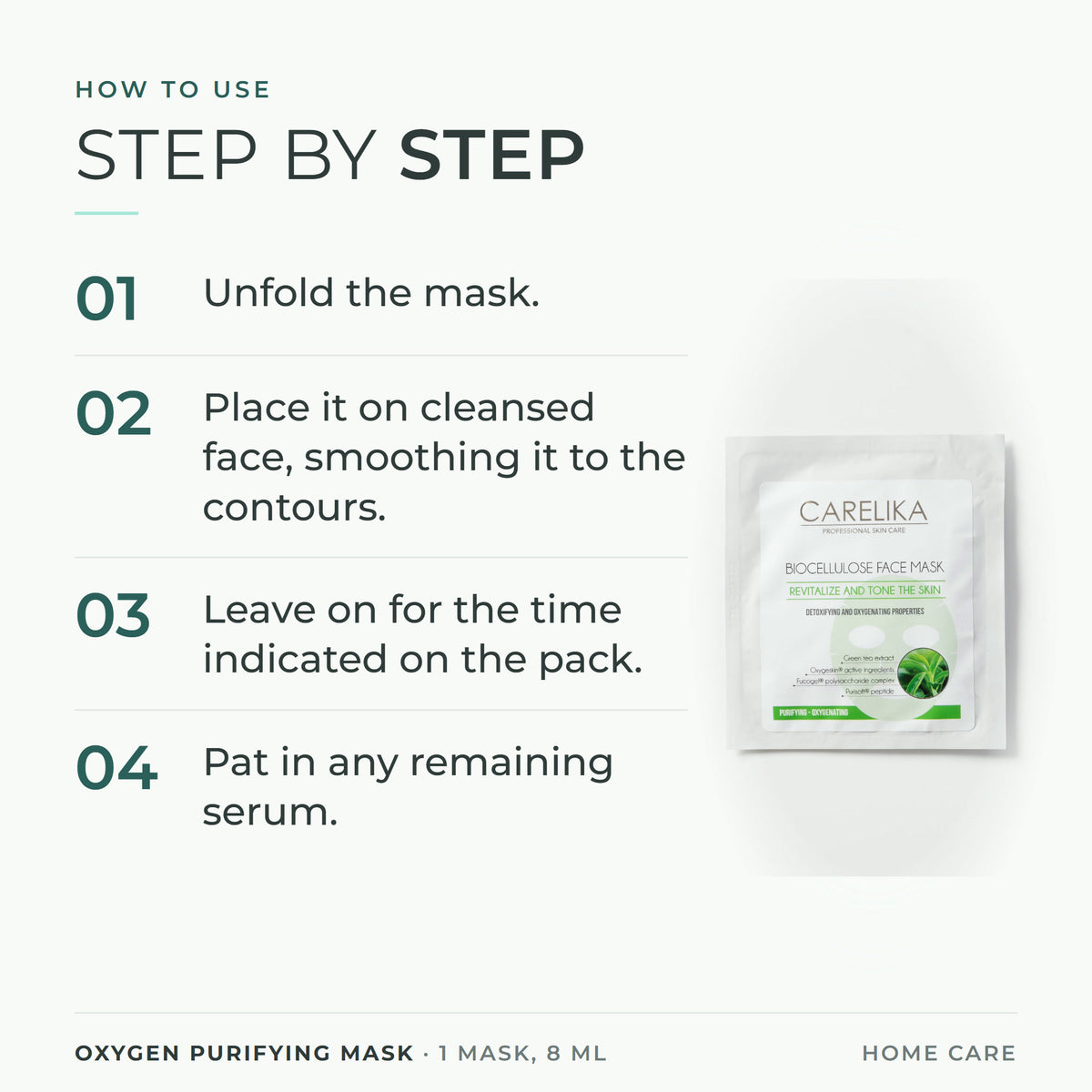 CARELIKA Oxygen Purifying Mask 1 mask, 8 ml - how to use