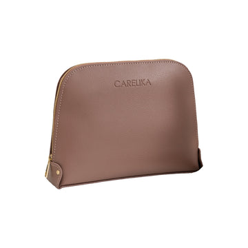 CARELIKA Beige Cosmetic Bag – product photo on white background
