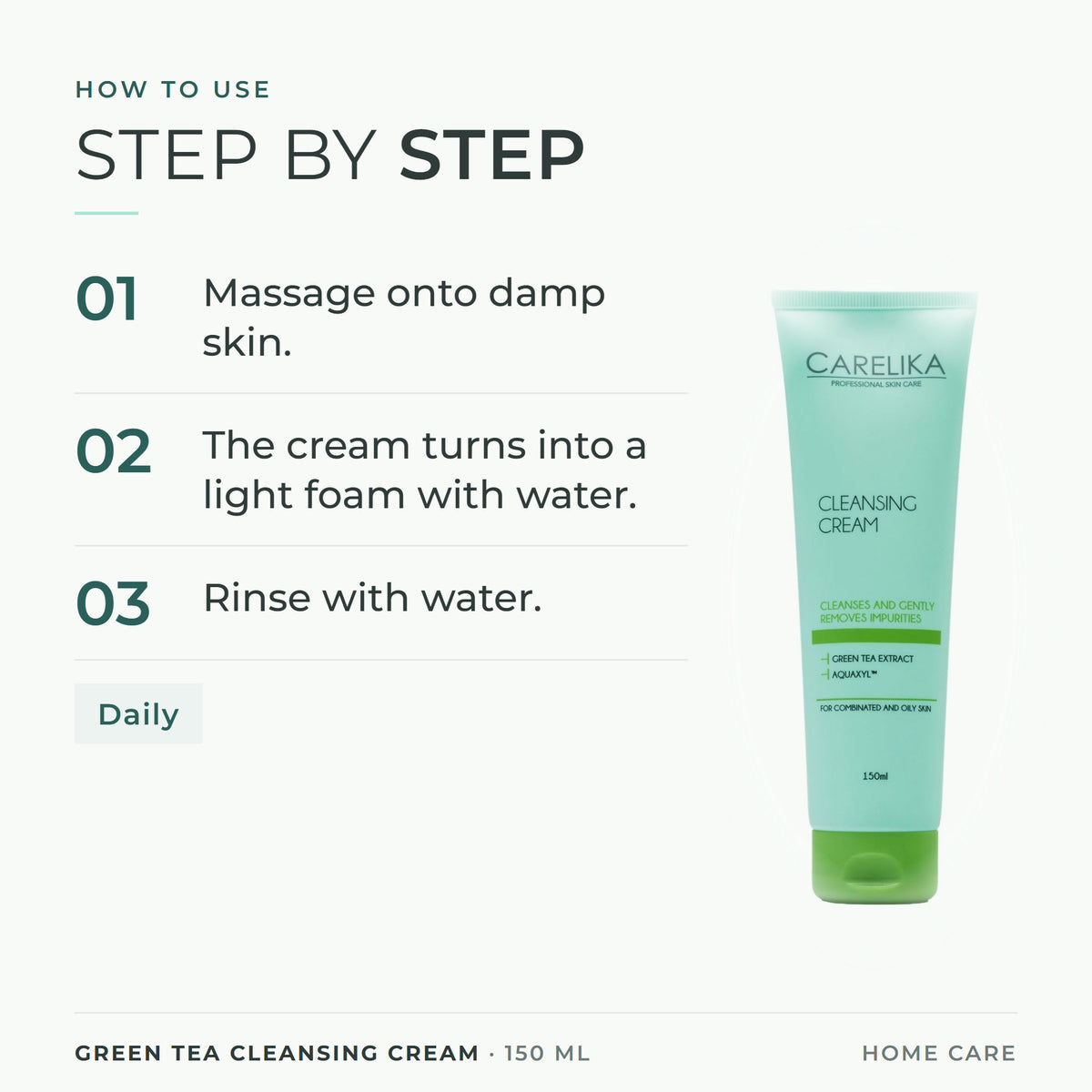 CARELIKA Green Tea Cleansing Cream 150 ml - how to use