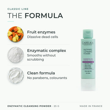 CARELIKA Enzymatic Cleansing Powder 25 g - key actives: Fruit enzymes, Enzymatic complex, Clean formula
