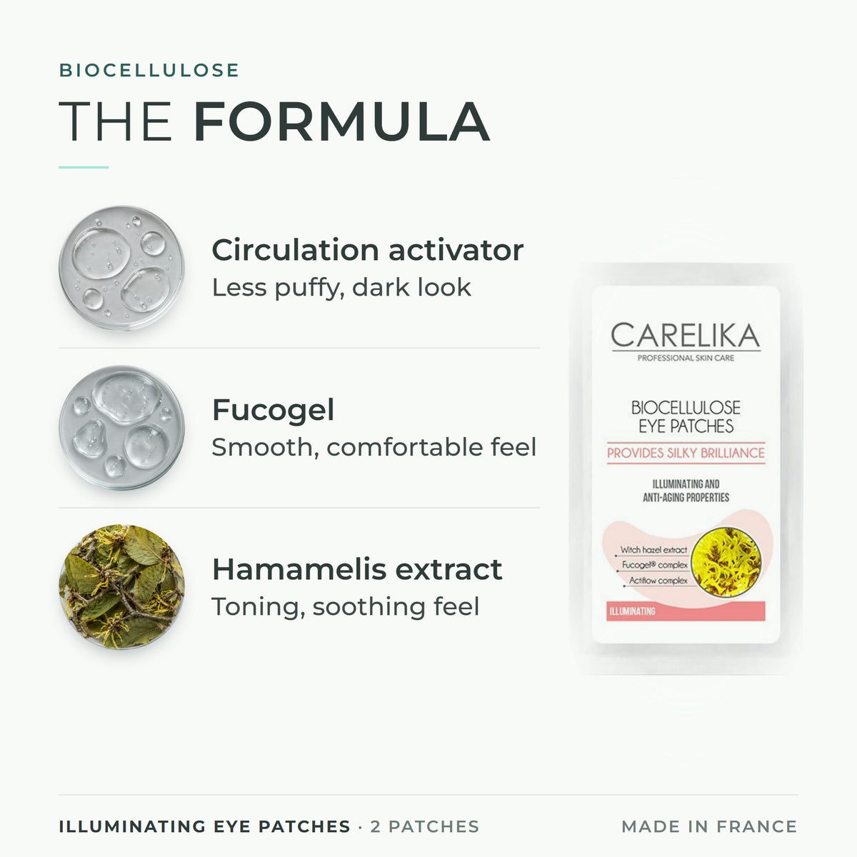 CARELIKA Illuminating Eye Patches 2 patches - key actives: Circulation activator, Fucogel, Hamamelis extract