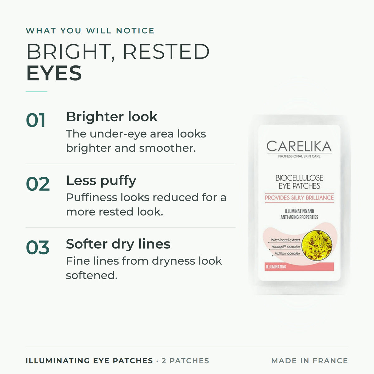 CARELIKA Illuminating Eye Patches 2 patches - what you will notice