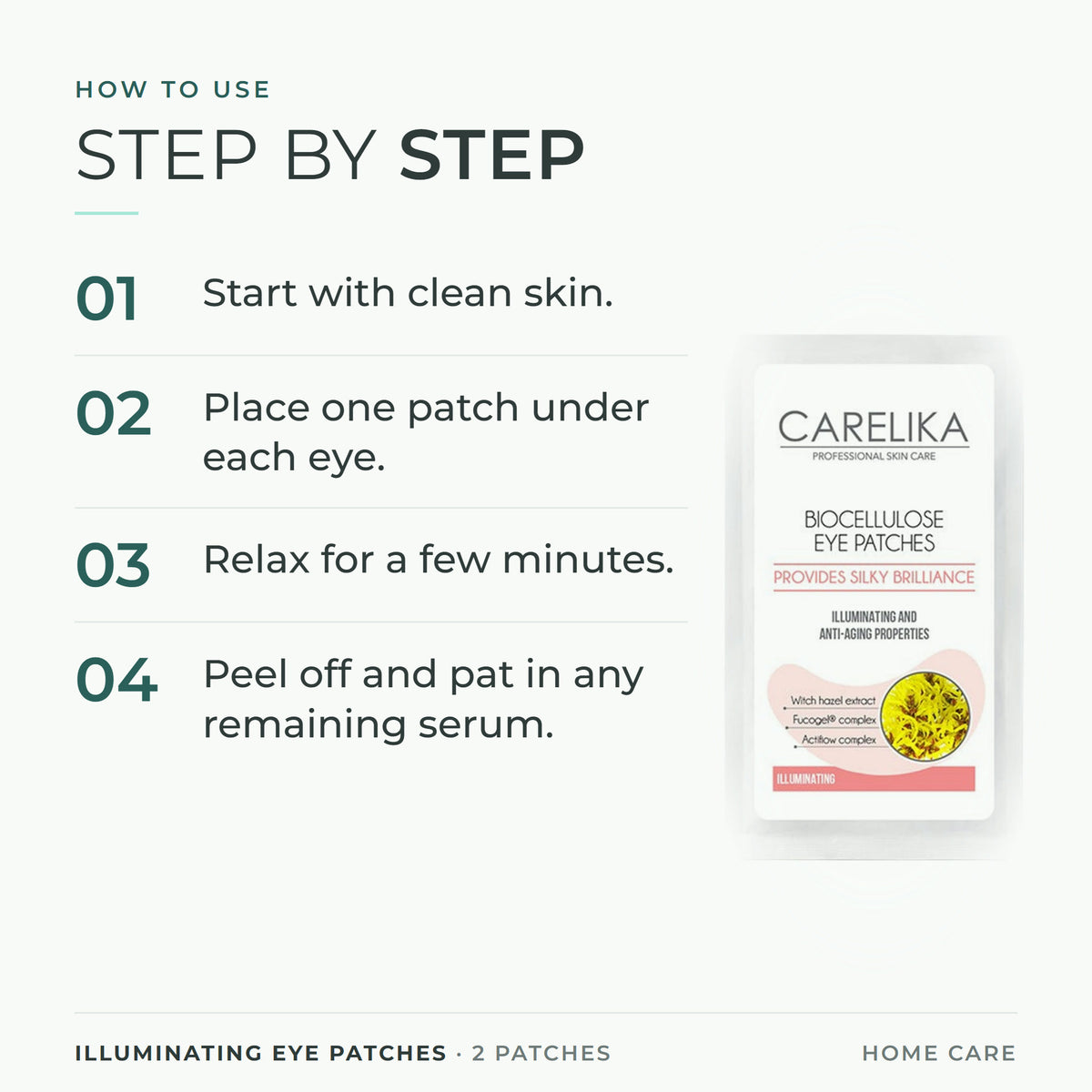 CARELIKA Illuminating Eye Patches 2 patches - how to use