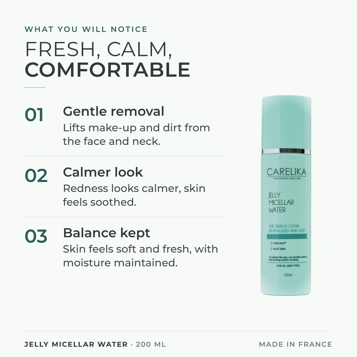 CARELIKA Jelly Micellar Water 200 ml - what you will notice