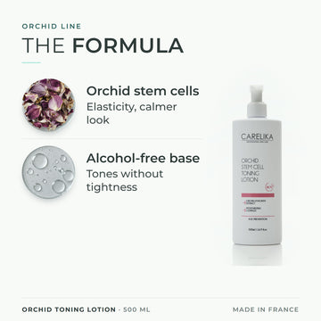 CARELIKA Orchid Toning Lotion 500 ml - key actives: Orchid stem cells, Alcohol-free base