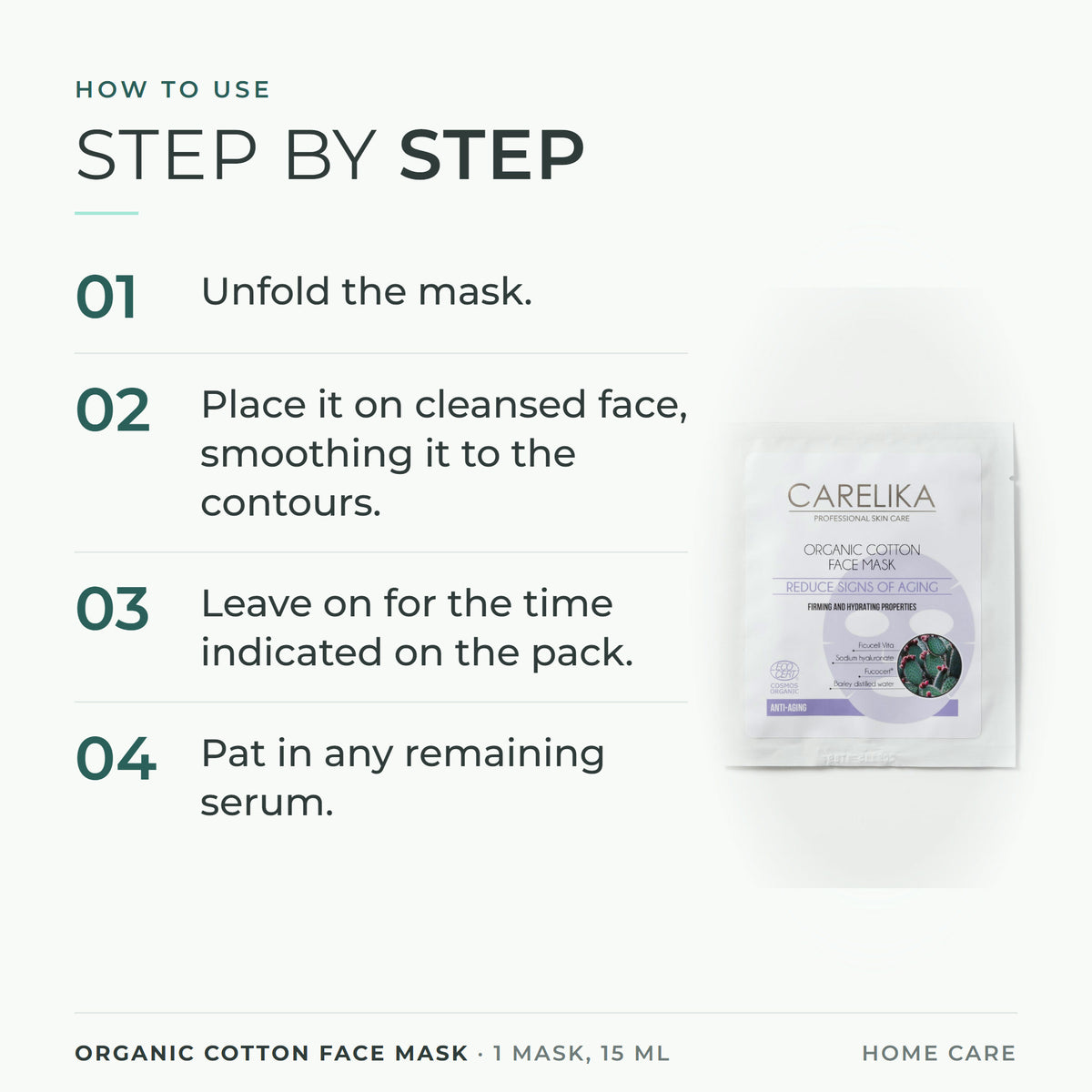 CARELIKA Organic Cotton Face Mask 1 mask, 15 ml - how to use