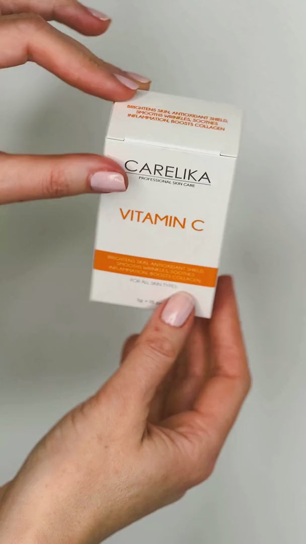 CARELIKA Vitamin C Powder 100% – box and single-dose sachets (video)